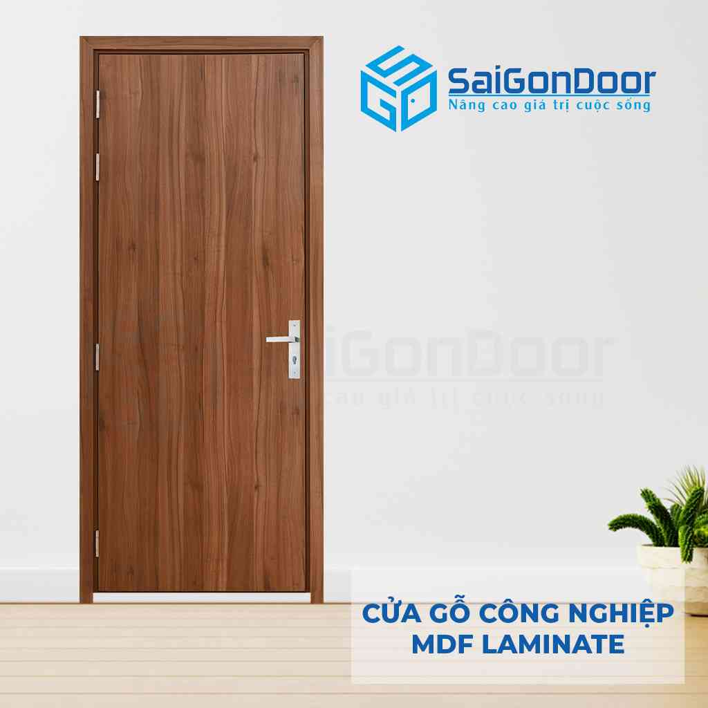 Cửa gỗ công nghiệp với khả năng chống ẩm tốt phù hợp dùng làm cửa phòng vệ sinh giúp đồng bộ trong thiết kế căn nhà