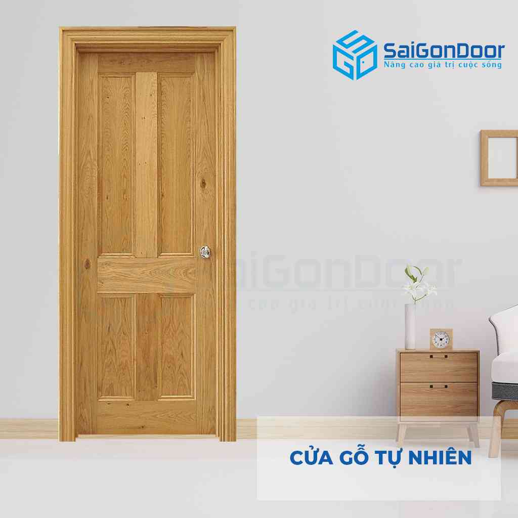 Cửa gỗ tự nhiên dùng làm cửa phòng vệ sinh SaiGonDoor