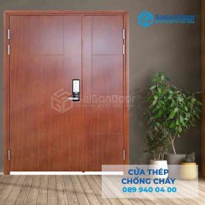 Cửa Thép Chống Cháy 2P van Gỗ