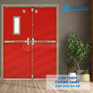 Cửa Thép Chống Cháy 2P1G1 thanh thoat hiem doi